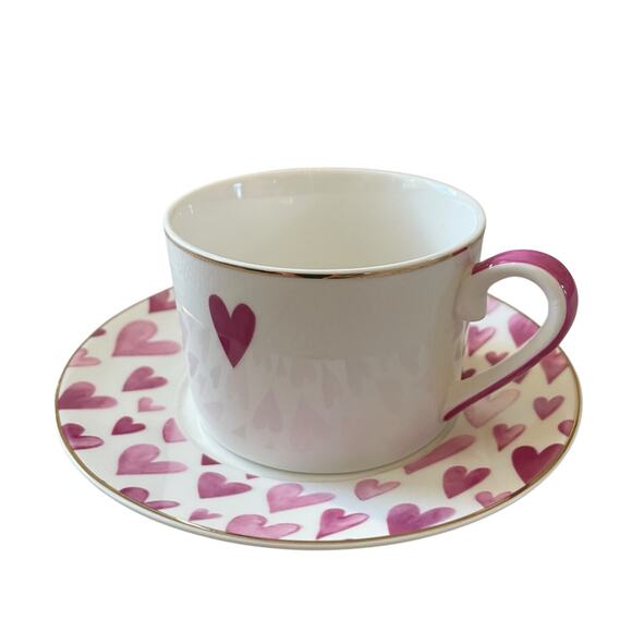 Grace Teaware Teacup & Saucer Pink & Purple Hearts Valentine's Day New - Picture 15 of 16